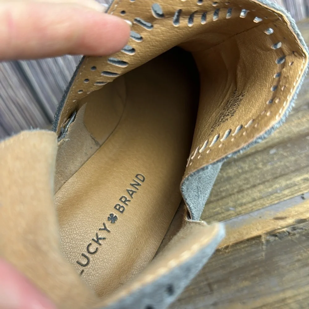 Lucky Brand Bustina Gray Leather Bootie- Size 9.5